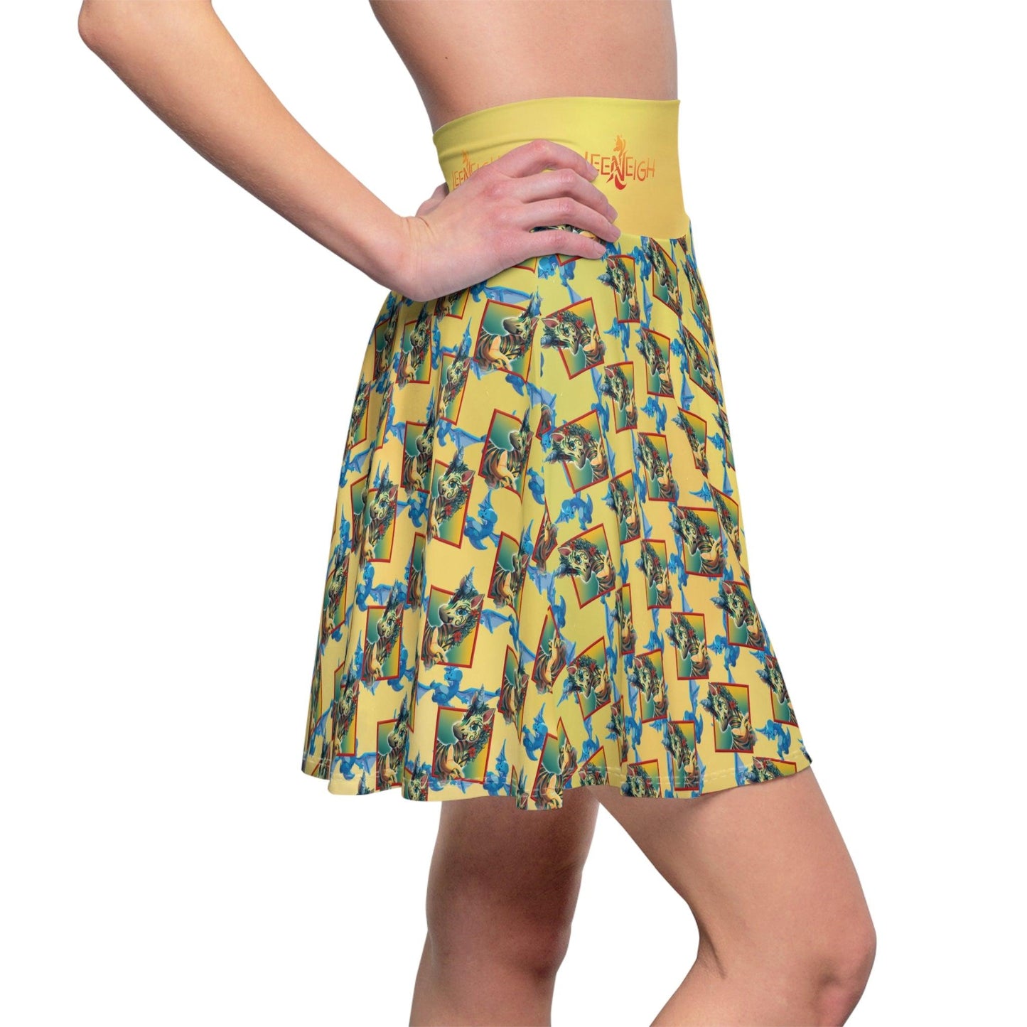 LeeNeigh Gold Pattern Women's Skater Skirt - Claires Unicorn Adventures