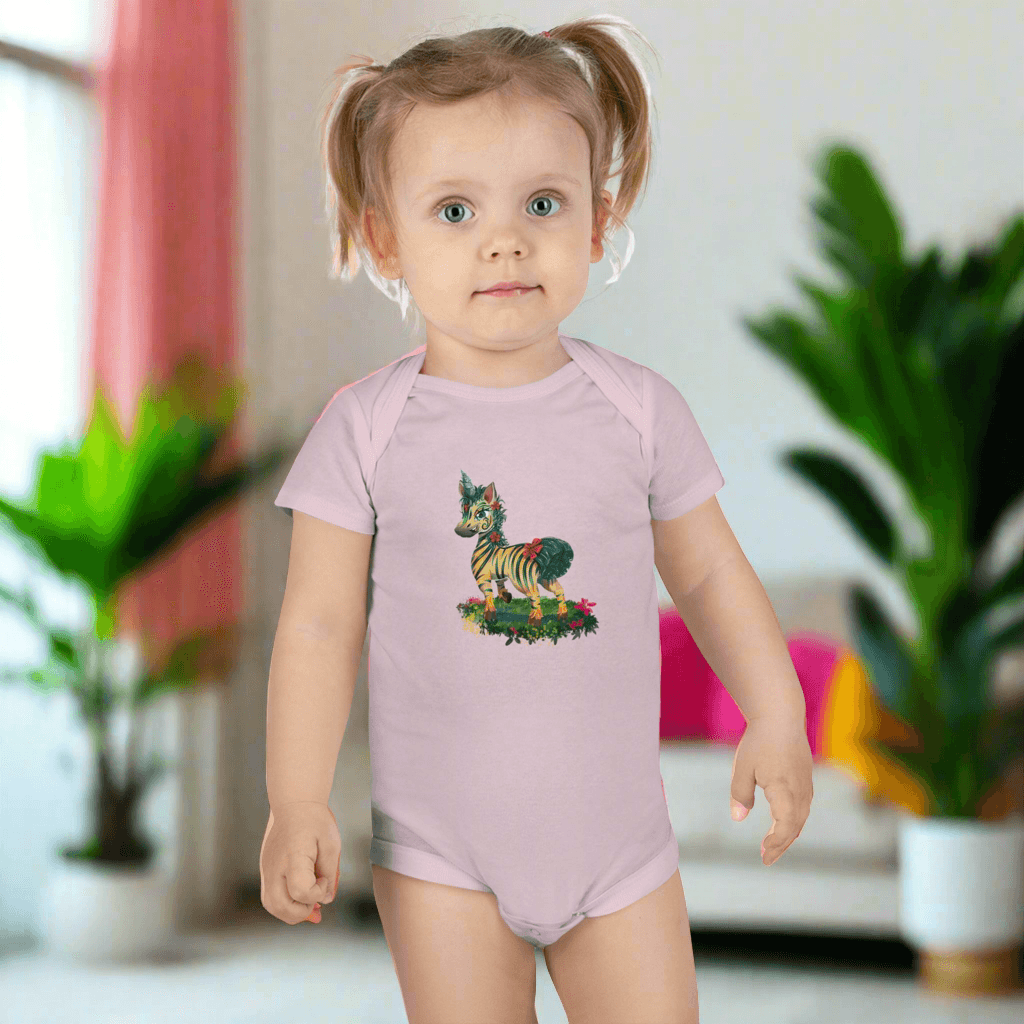 LeeNeigh Baby Short Sleeve Onesie® - Claires Unicorn Adventures