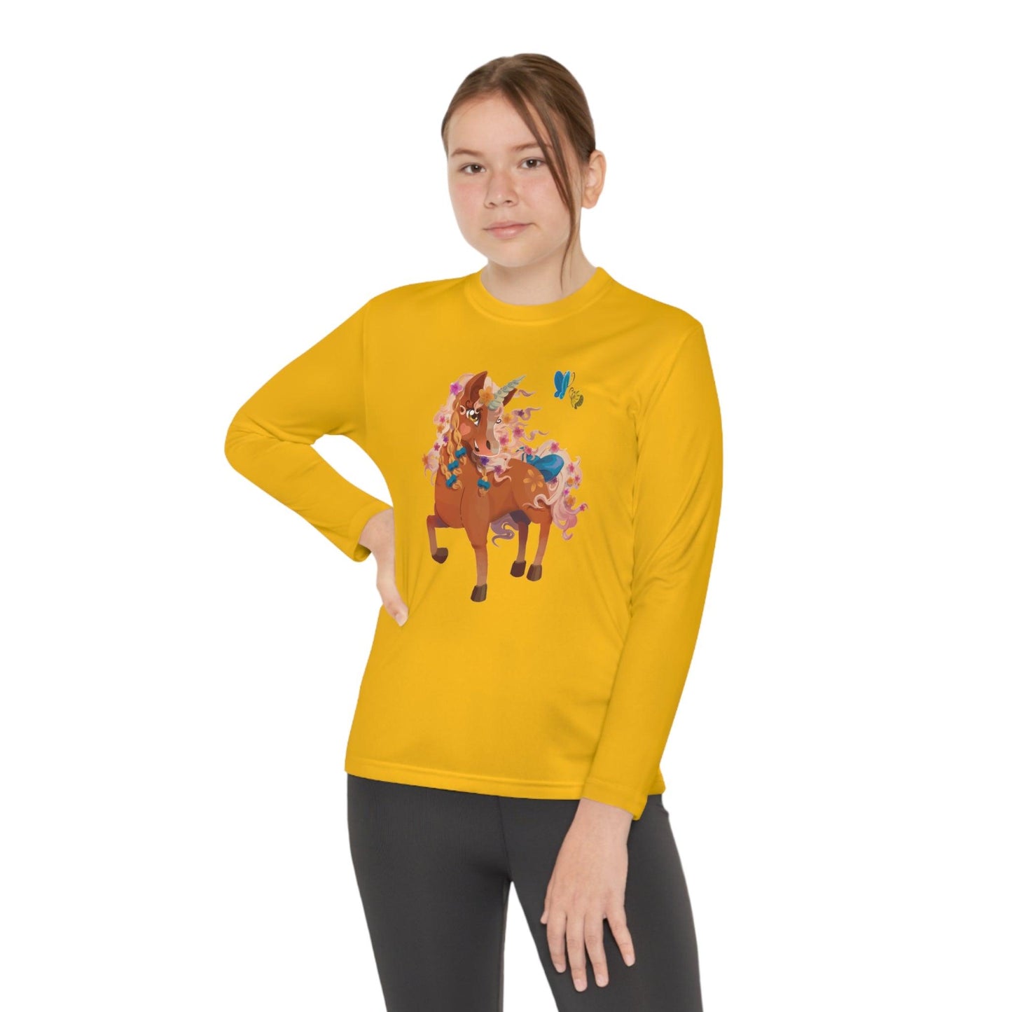 Gwenhwyer Youth Long Sleeve Competitor Tee - Claires Unicorn Adventures