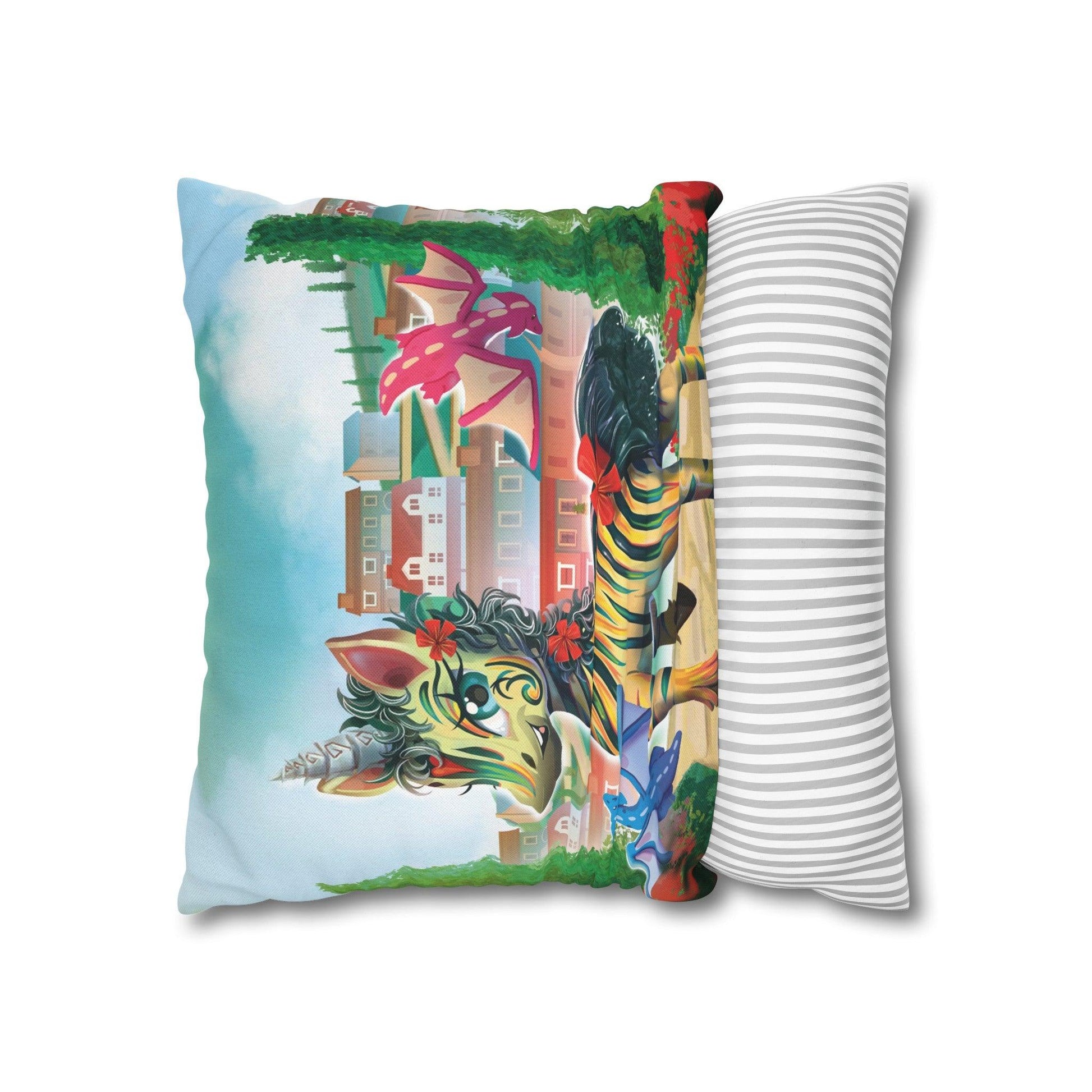 LeeNeigh Spun Polyester Square Pillowcase - Claires Unicorn Adventures