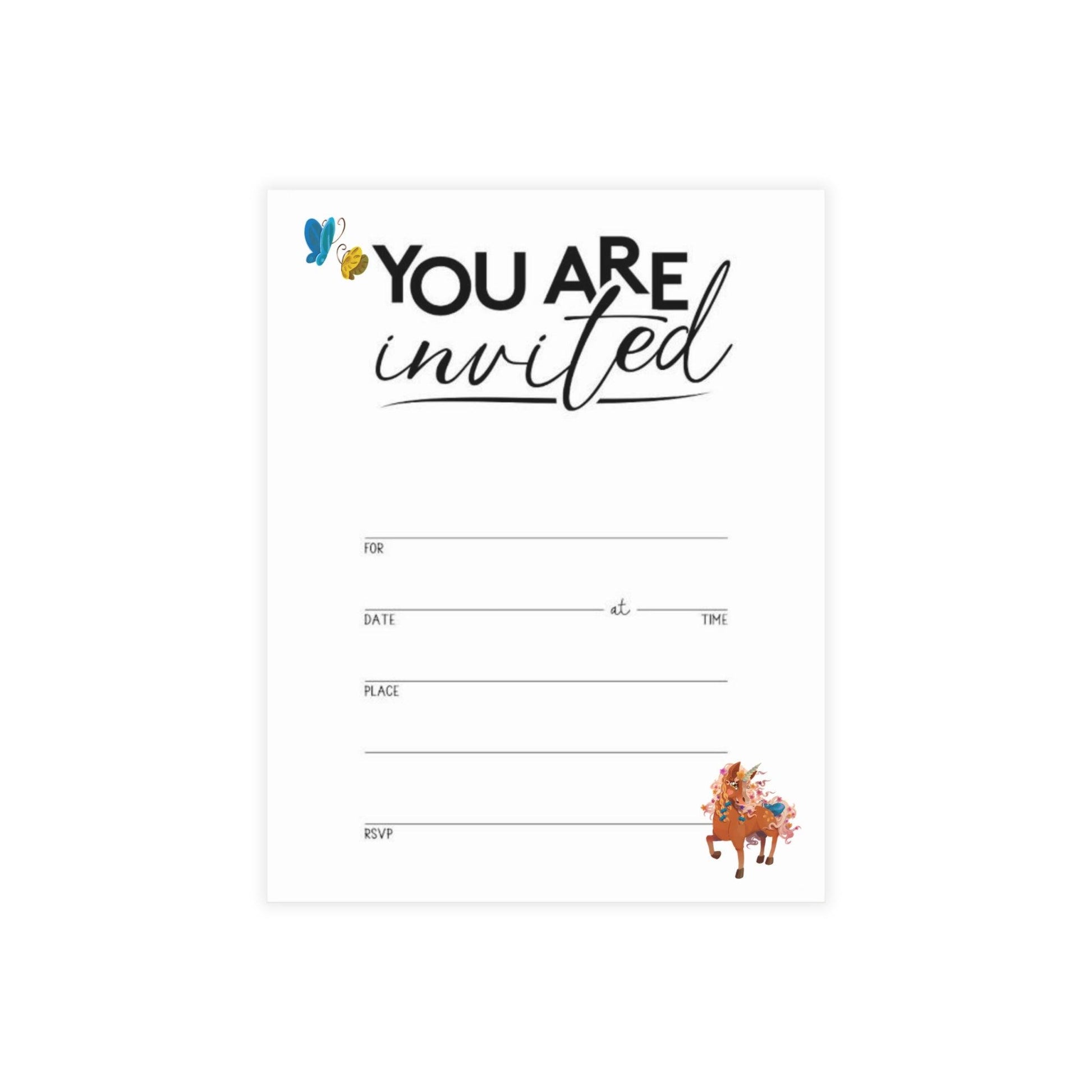 Gwenhwyer Party Invitation Postcard Bundles (envelopes not included) - Claires Unicorn Adventures