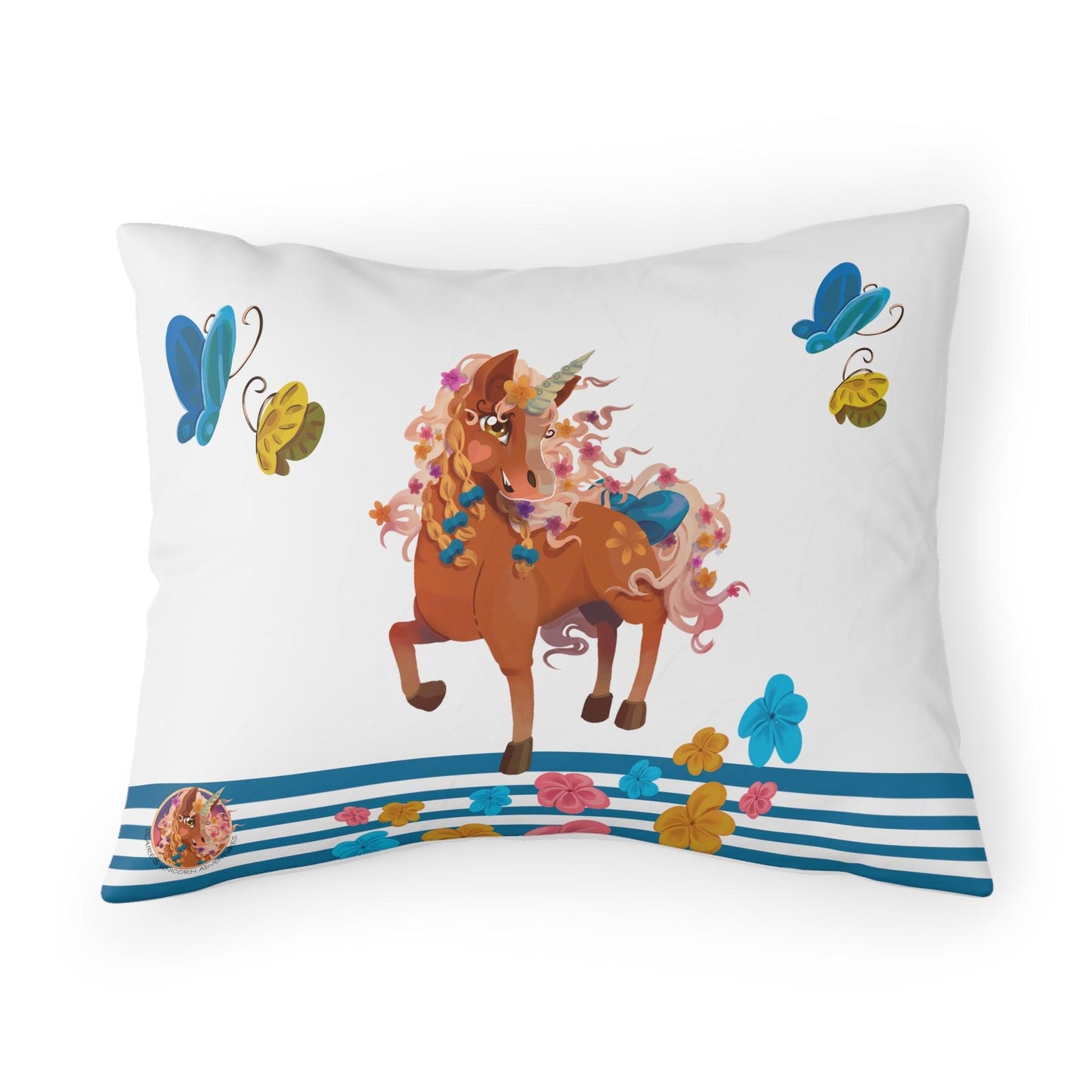 Gwenhwyer Goes Anywhere - Pillow Sham - Blue - Claires Unicorn Adventures