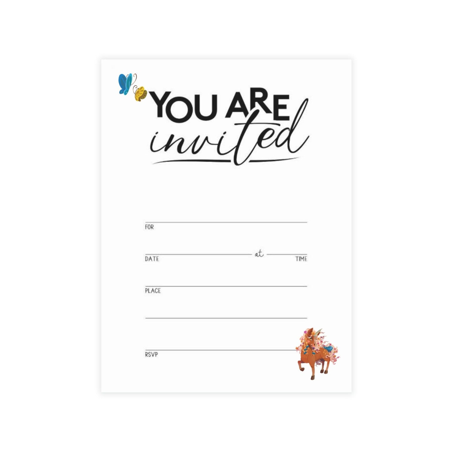 Gwenhwyer Party Invitation Postcard Bundles (envelopes not included) - Claires Unicorn Adventures