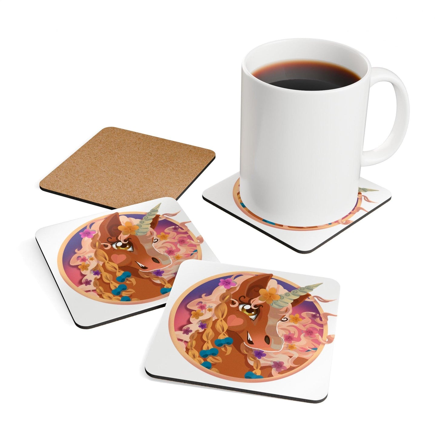 Gwenhwyer Corkwood Coaster Set - Claires Unicorn Adventures