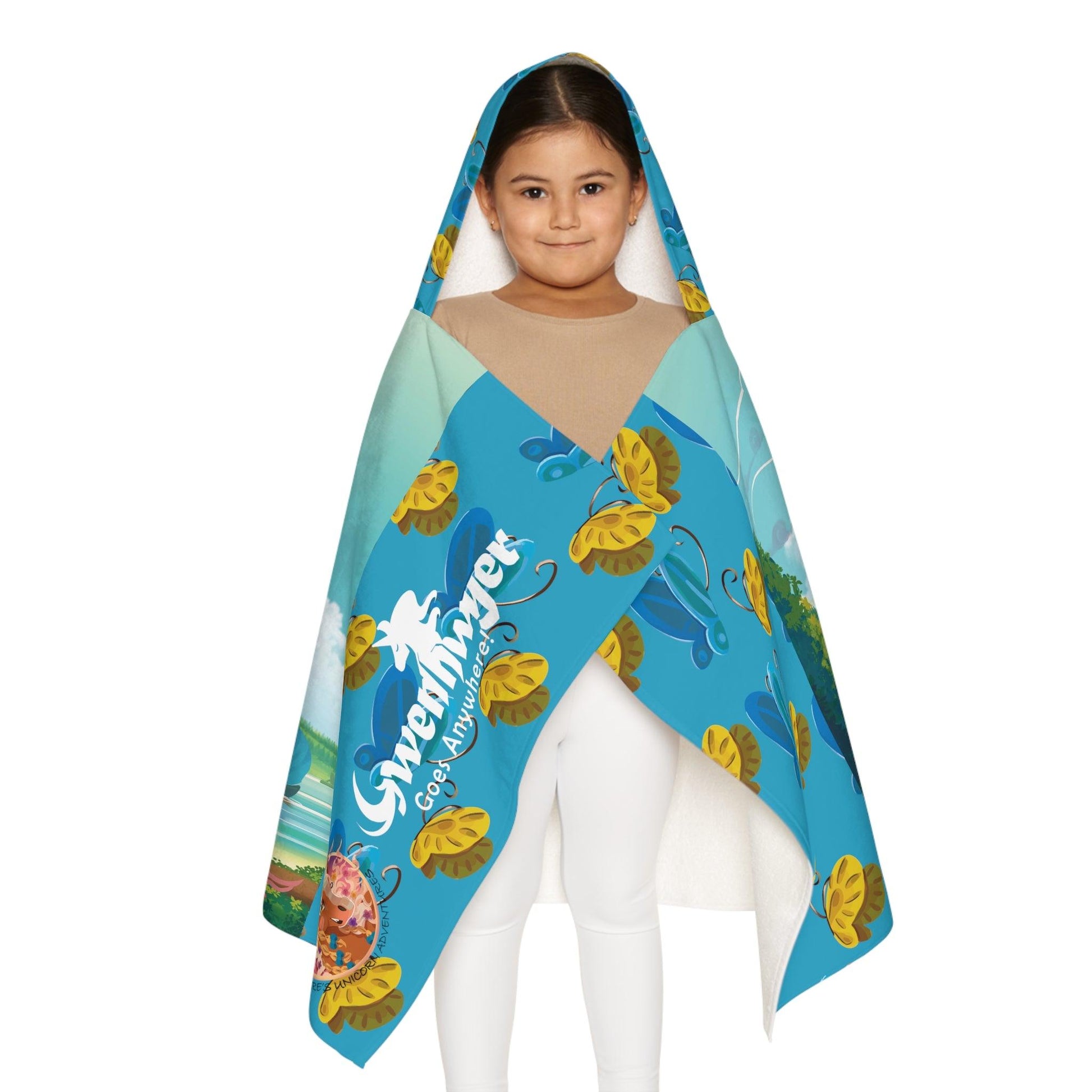 Gwenhwyer Goes Anywhere - Youth Hooded Towel - Claires Unicorn Adventures