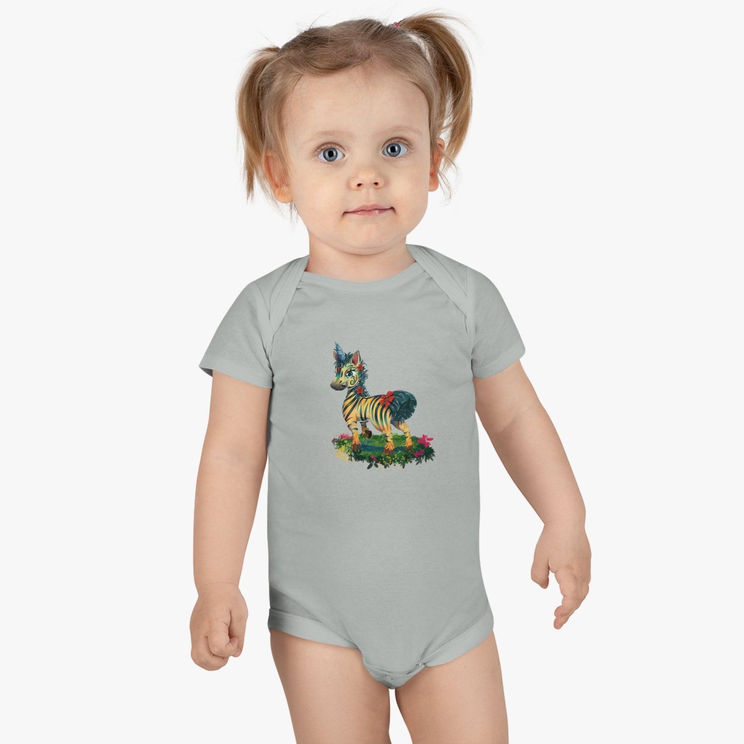 LeeNeigh Baby Short Sleeve Onesie® - Claires Unicorn Adventures