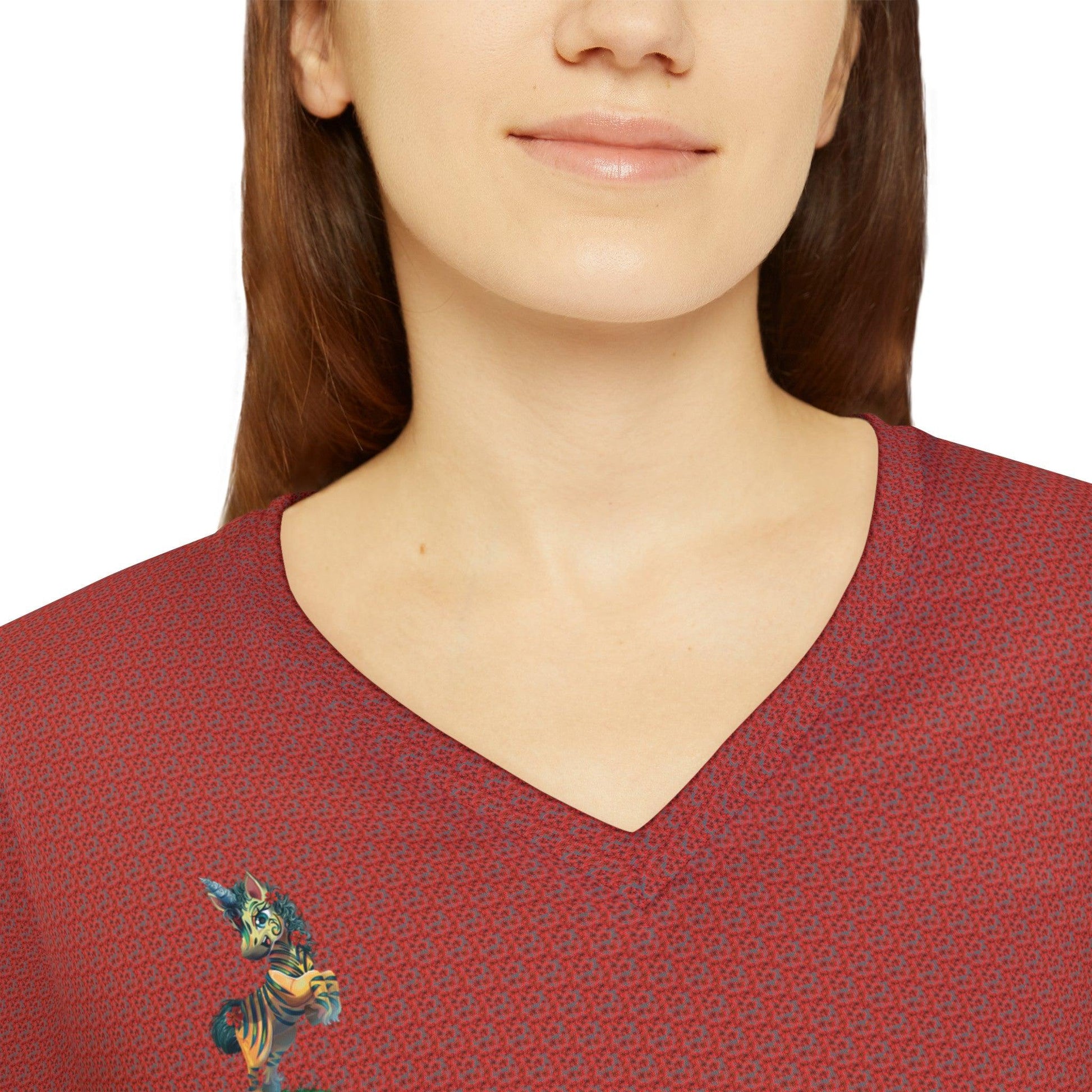 LeeNeigh Women's Long Sleeve V-neck Shirt - Claires Unicorn Adventures