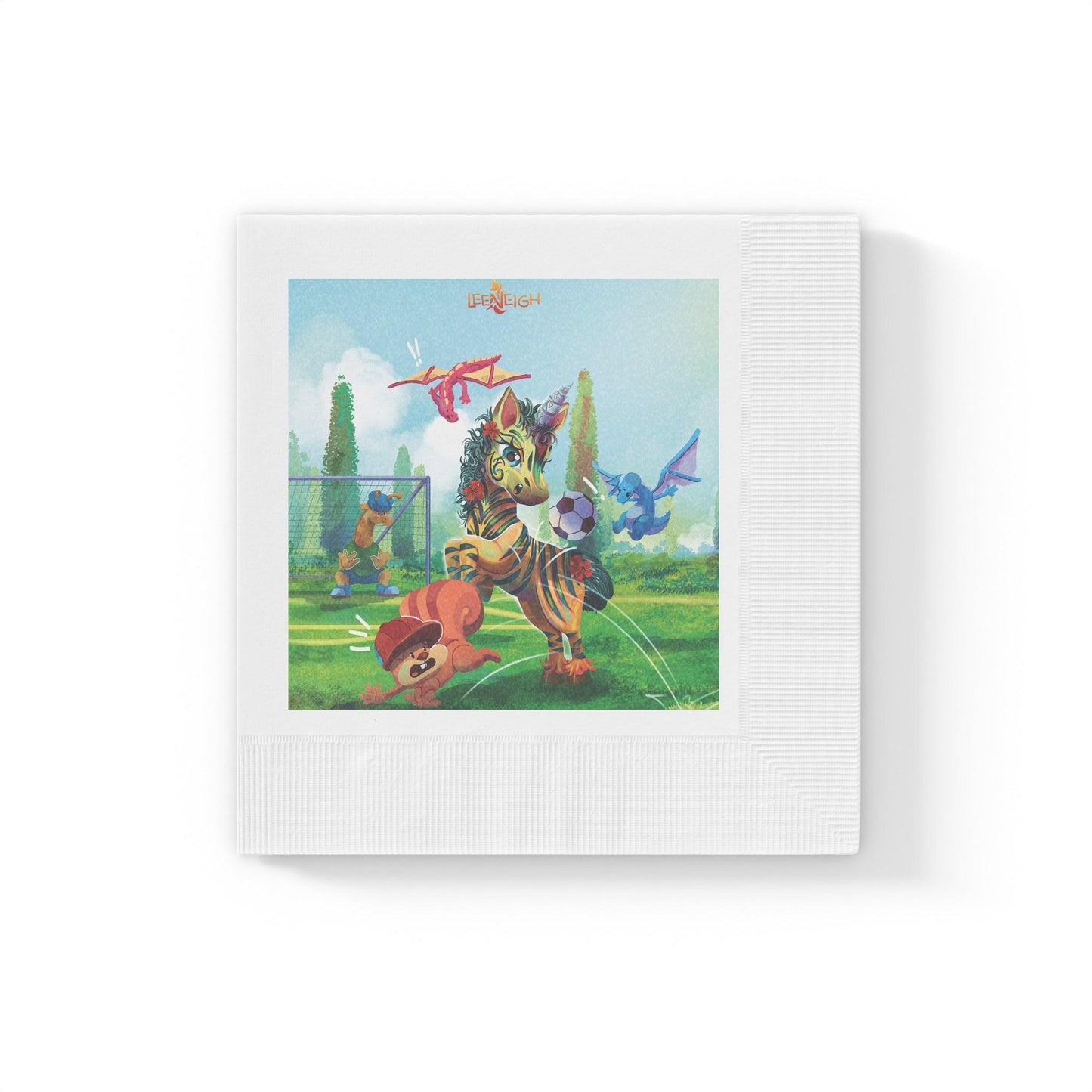 LeeNeigh Soccer White Paper Napkins - Claires Unicorn Adventures