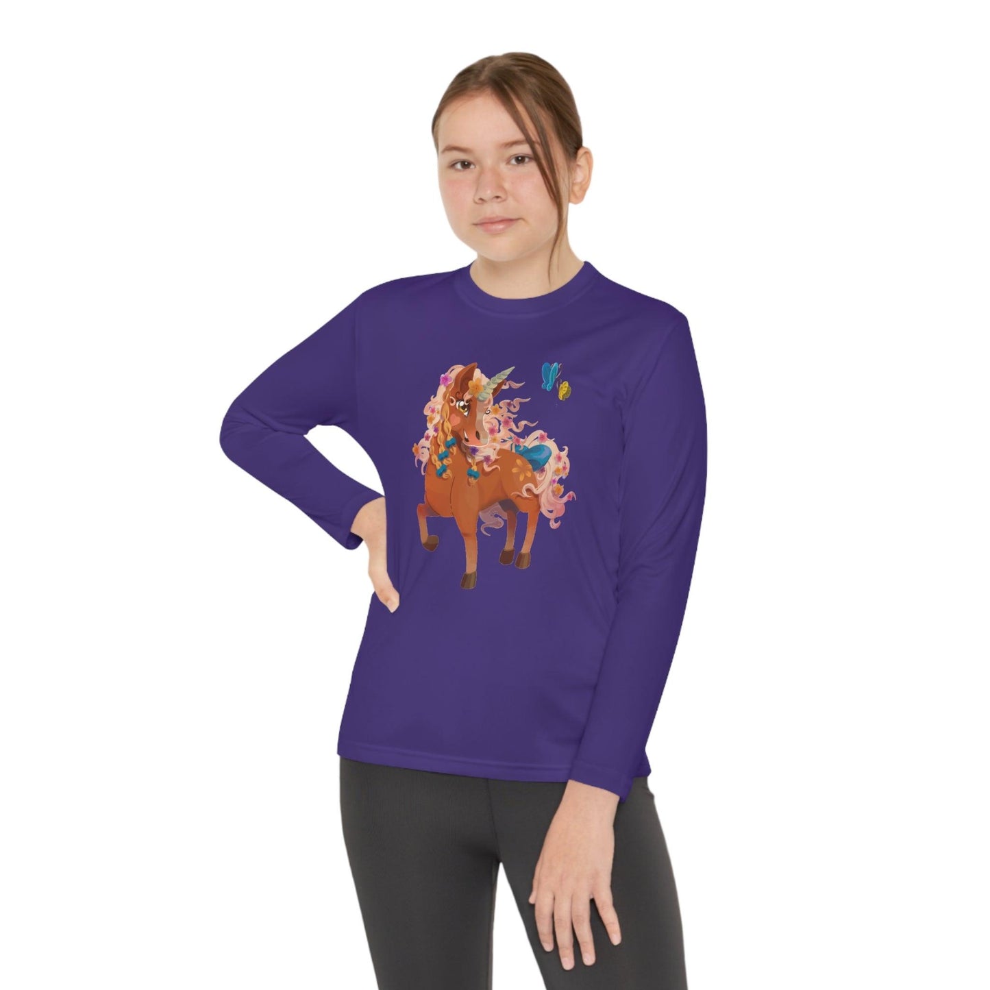 Gwenhwyer Youth Long Sleeve Competitor Tee - Claires Unicorn Adventures