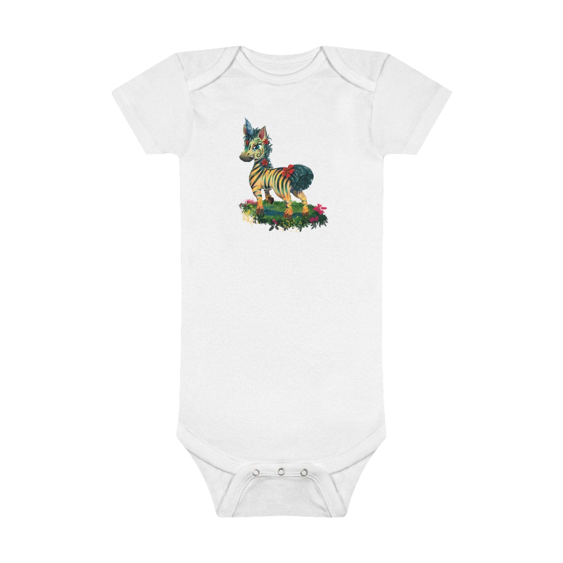 LeeNeigh Baby Short Sleeve Onesie® - Claires Unicorn Adventures