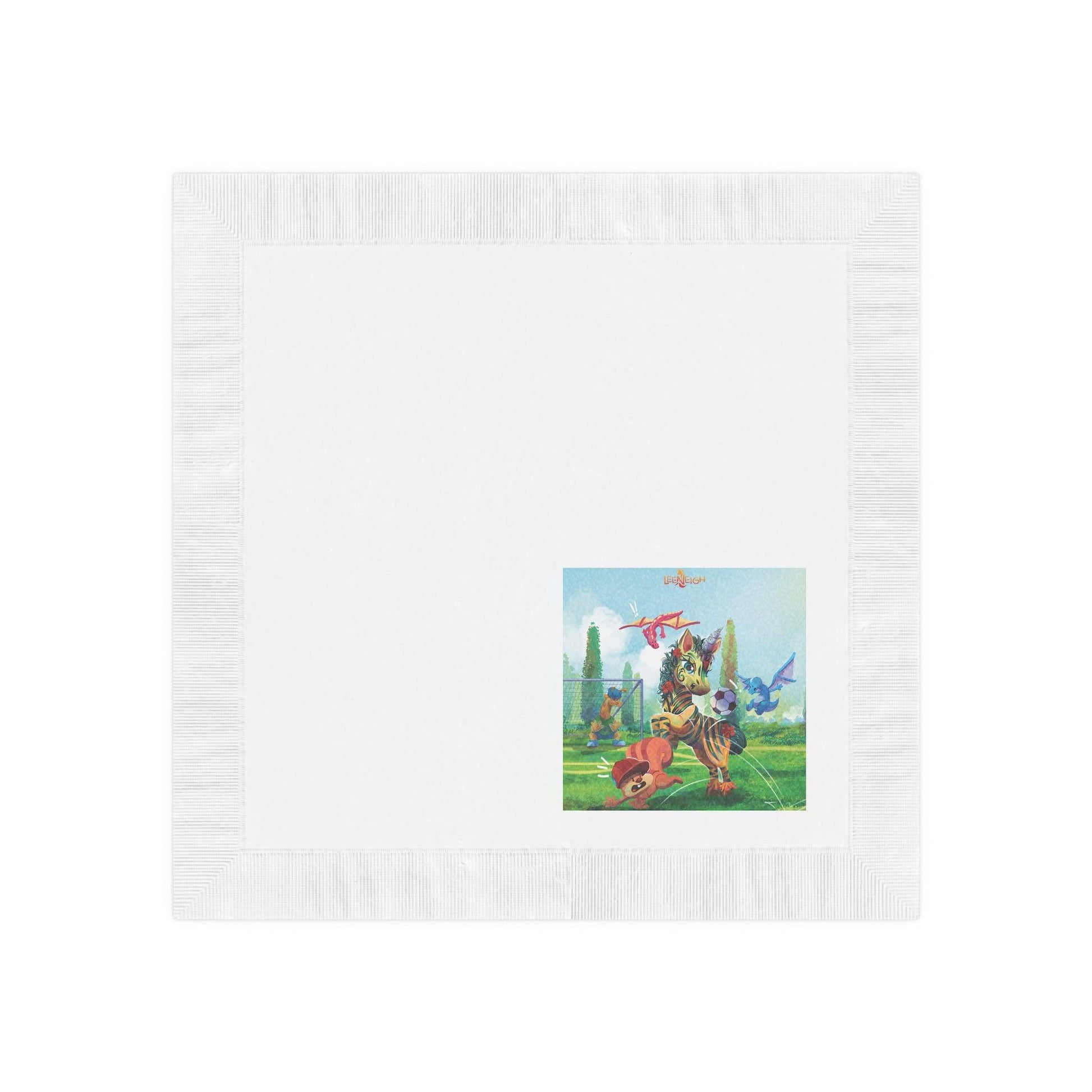 LeeNeigh Soccer White Paper Napkins - Claires Unicorn Adventures