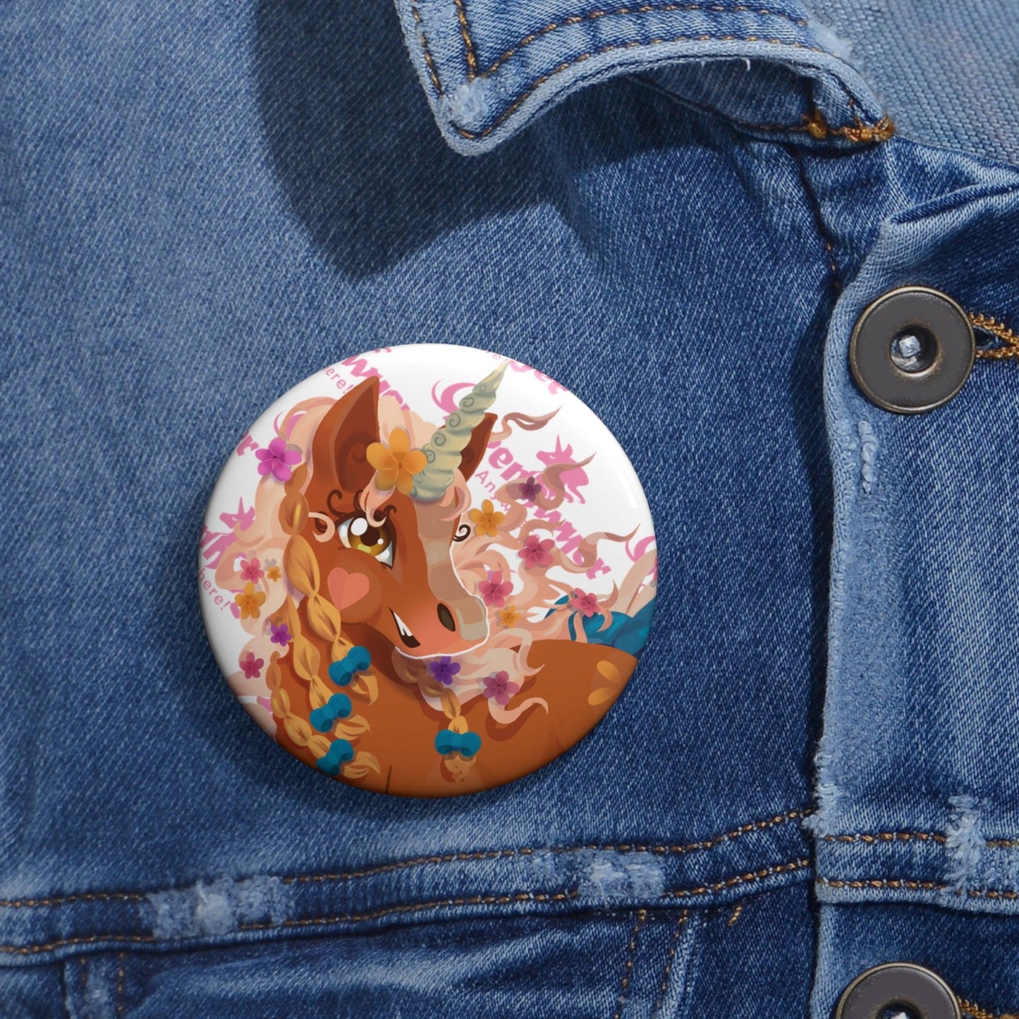 Gwenhwyer Pin Button - Claires Unicorn Adventures