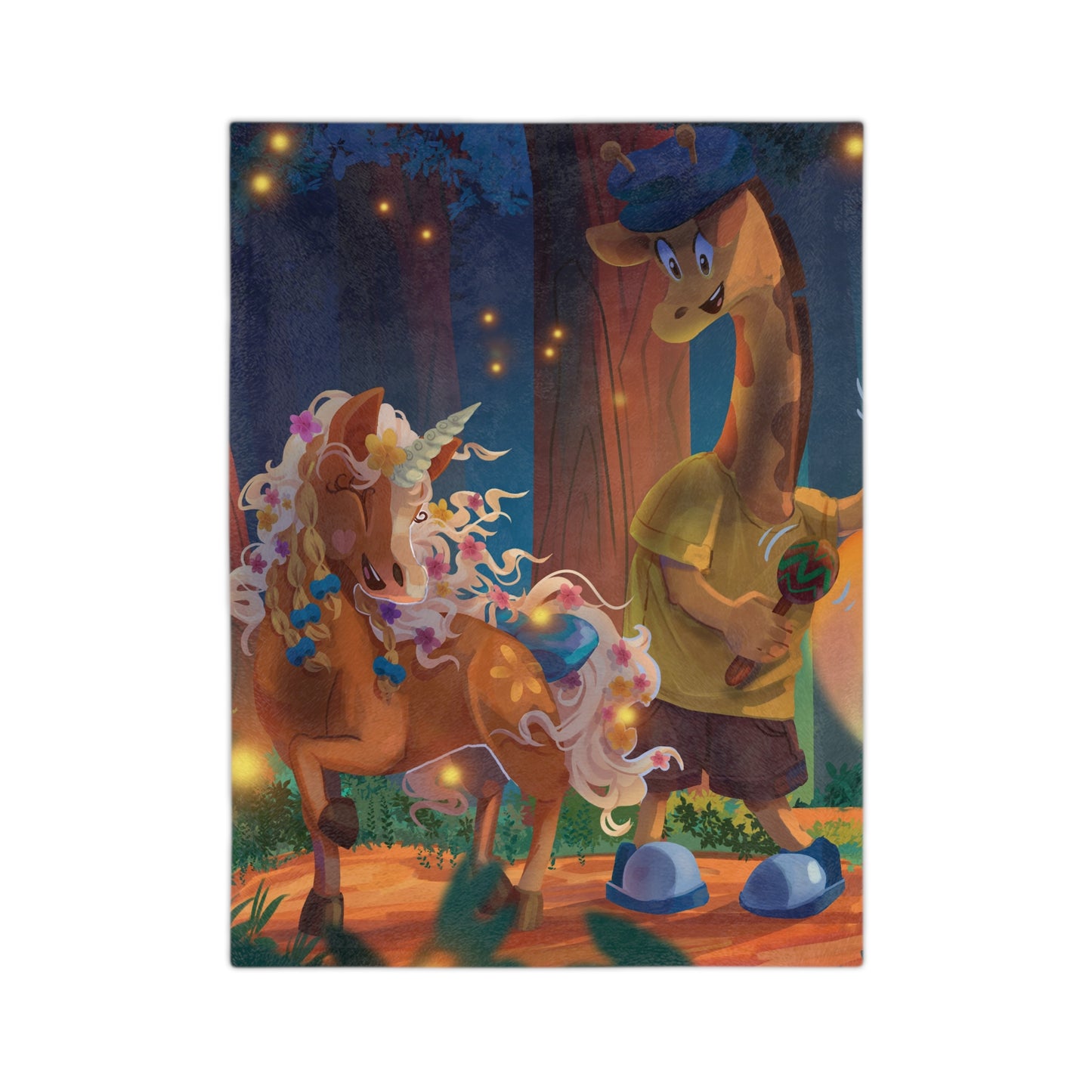 Gwenhwyer and Clippity Clop Giraffe Velveteen Microfiber Blanket