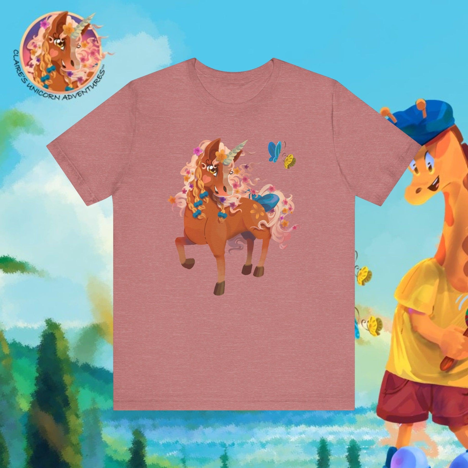 Gwenhwyer Unisex Jersey Short Sleeve Tee - Claires Unicorn Adventures