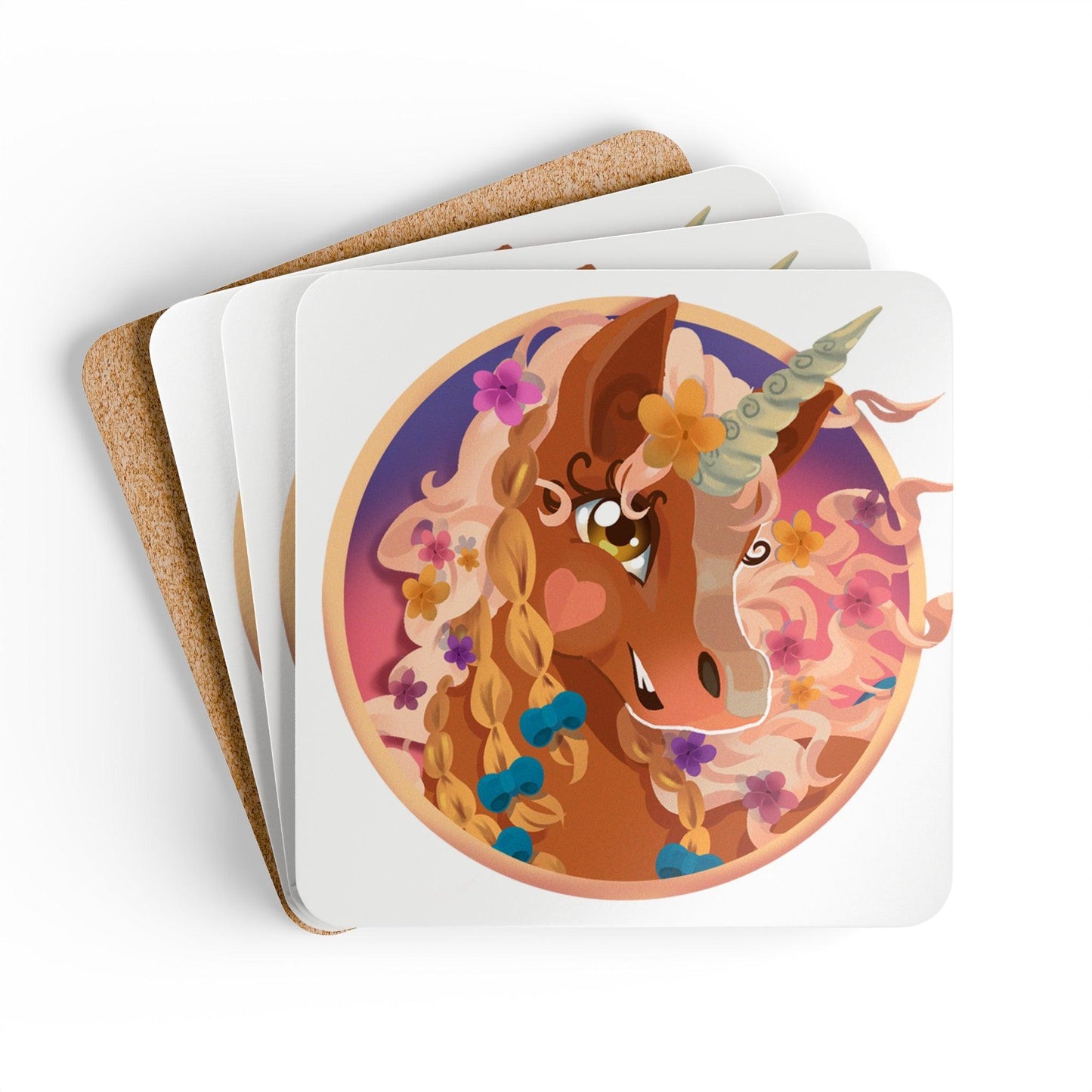 Gwenhwyer Corkwood Coaster Set - Claires Unicorn Adventures