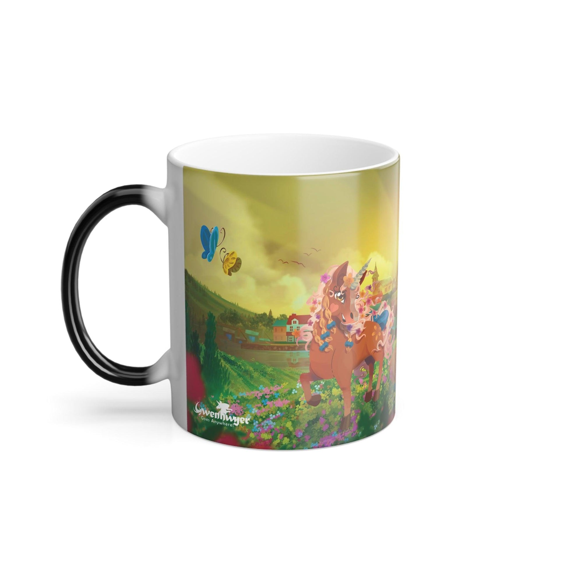 Gwenhwyer Goes Anywhere - Color Morphing Mug, 11oz - Claires Unicorn Adventures