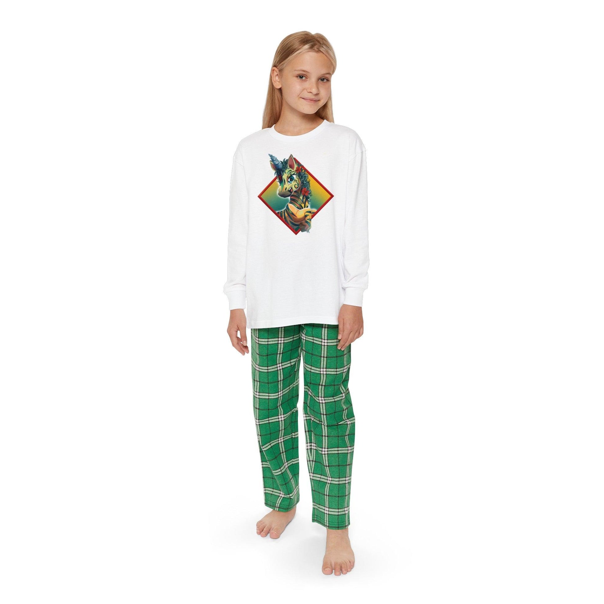 LeeNeigh Youth Long Sleeve Plaid Outfit Set - Claires Unicorn Adventures