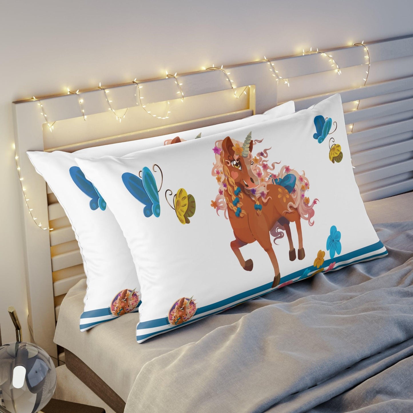 Gwenhwyer Goes Anywhere - Pillow Sham - Blue - Claires Unicorn Adventures