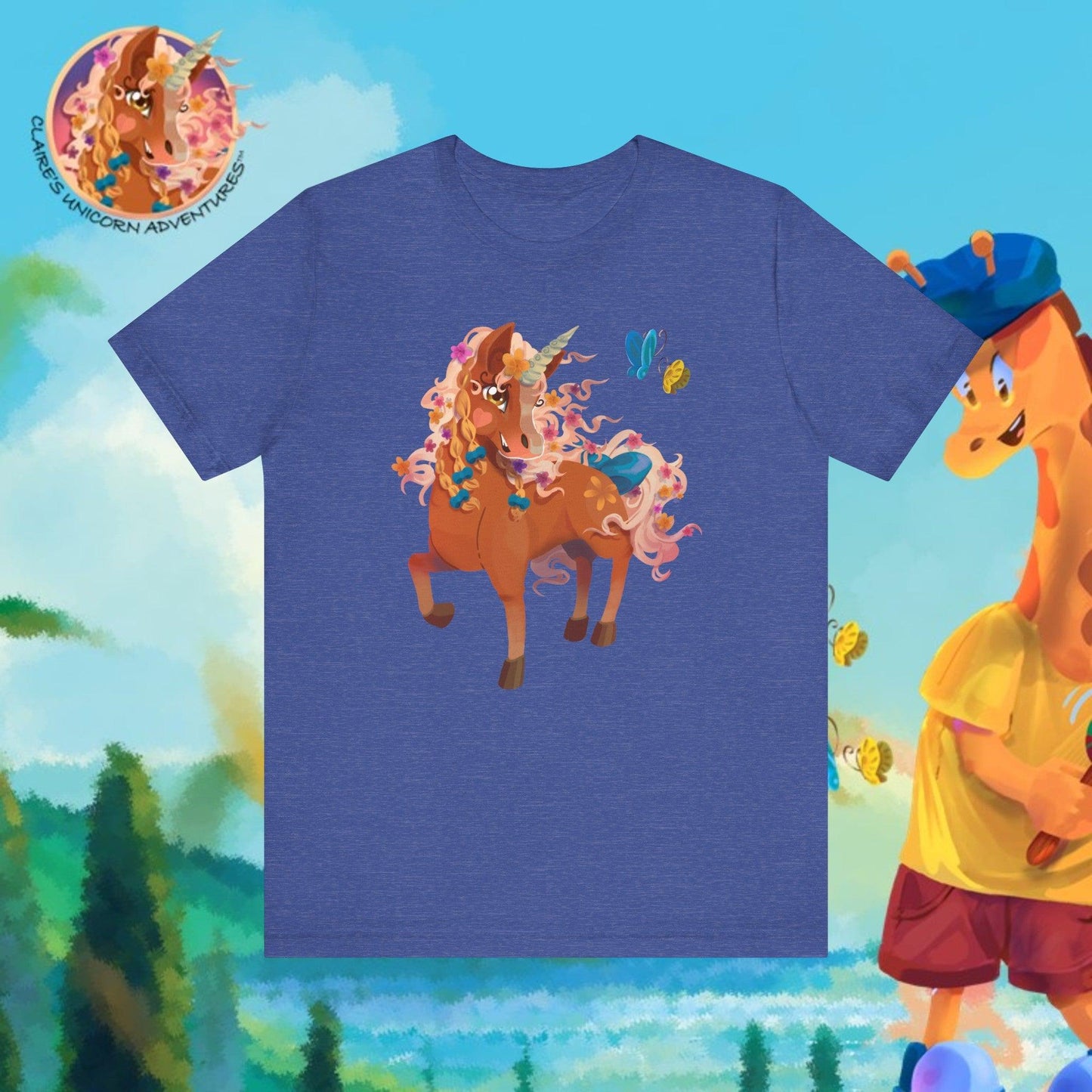 Gwenhwyer Unisex Jersey Short Sleeve Tee - Claires Unicorn Adventures