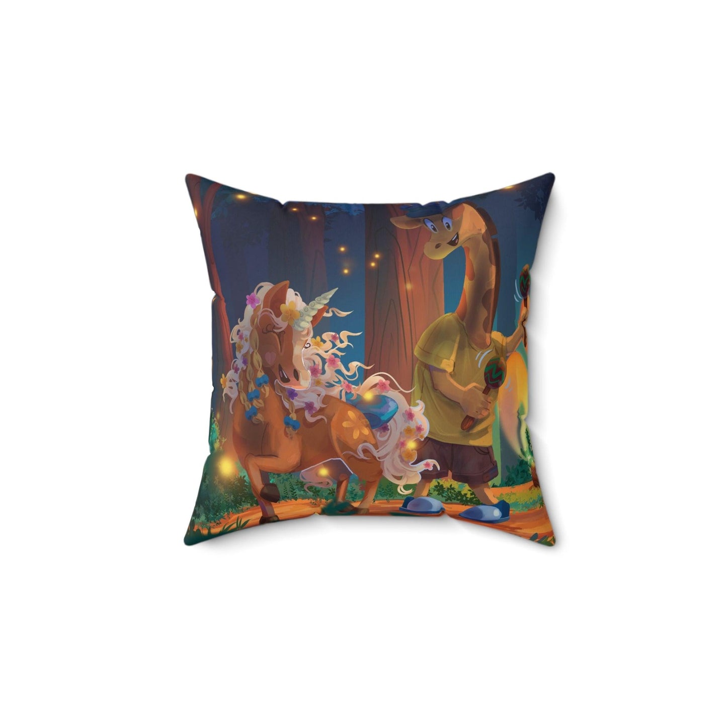 Spun Polyester Square Pillow - Claires Unicorn Adventures