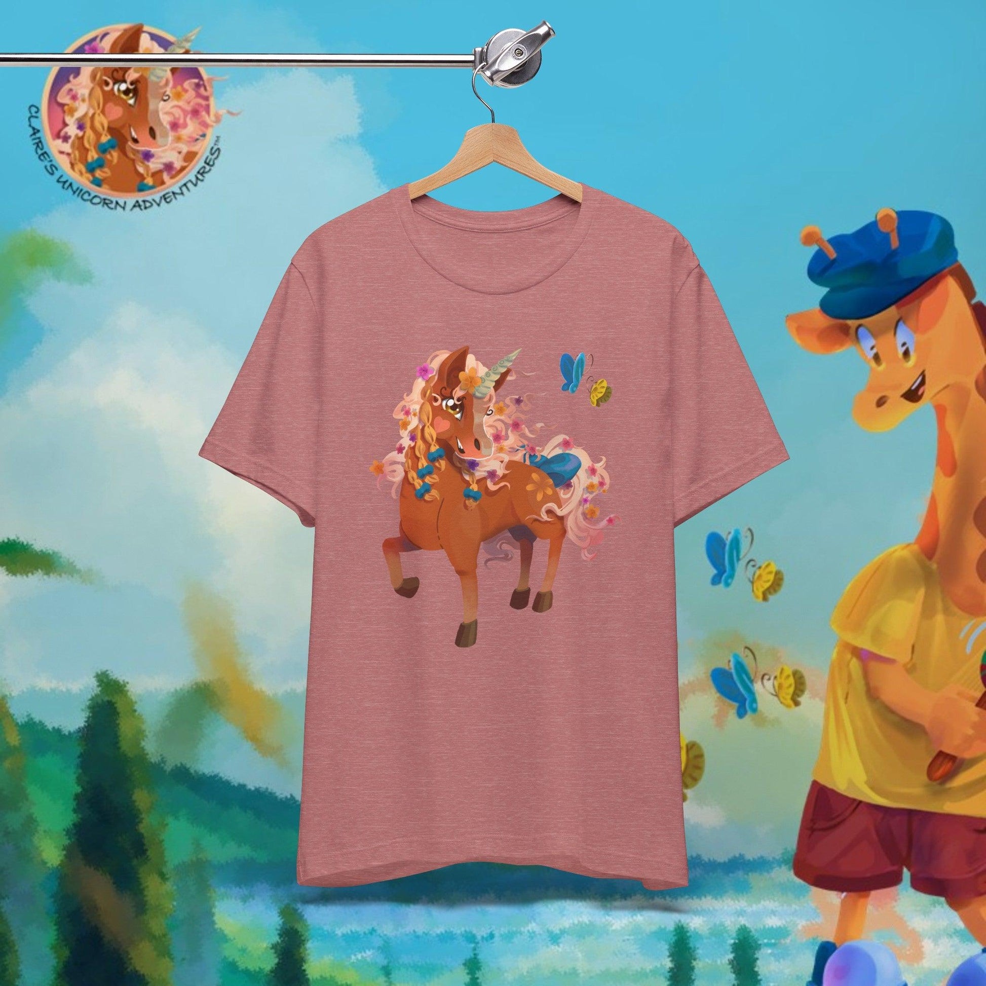 Gwenhwyer Unisex Jersey Short Sleeve Tee - Claires Unicorn Adventures