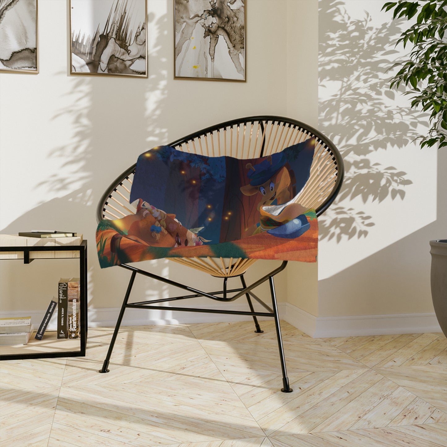 Gwenhwyer and Clippity Clop Giraffe Velveteen Microfiber Blanket