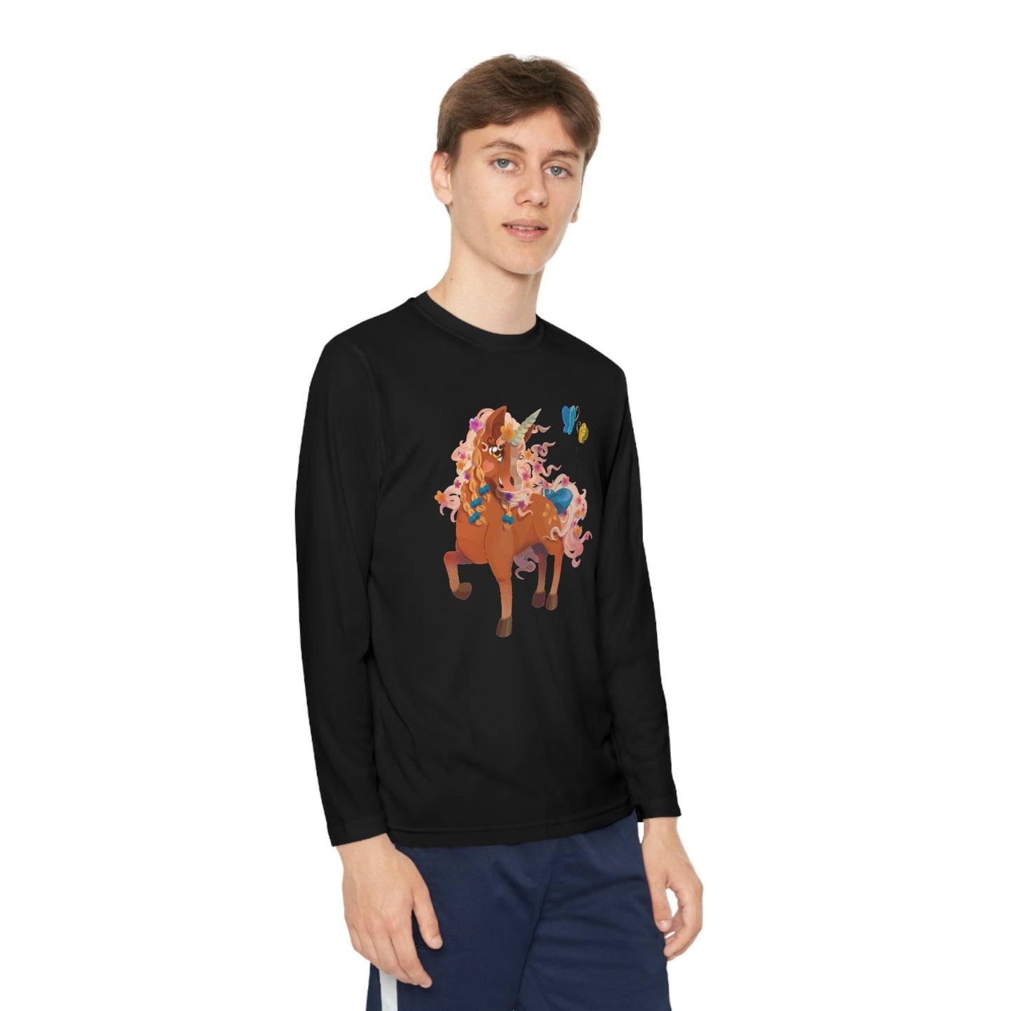 Gwenhwyer Youth Long Sleeve Competitor Tee - Claires Unicorn Adventures