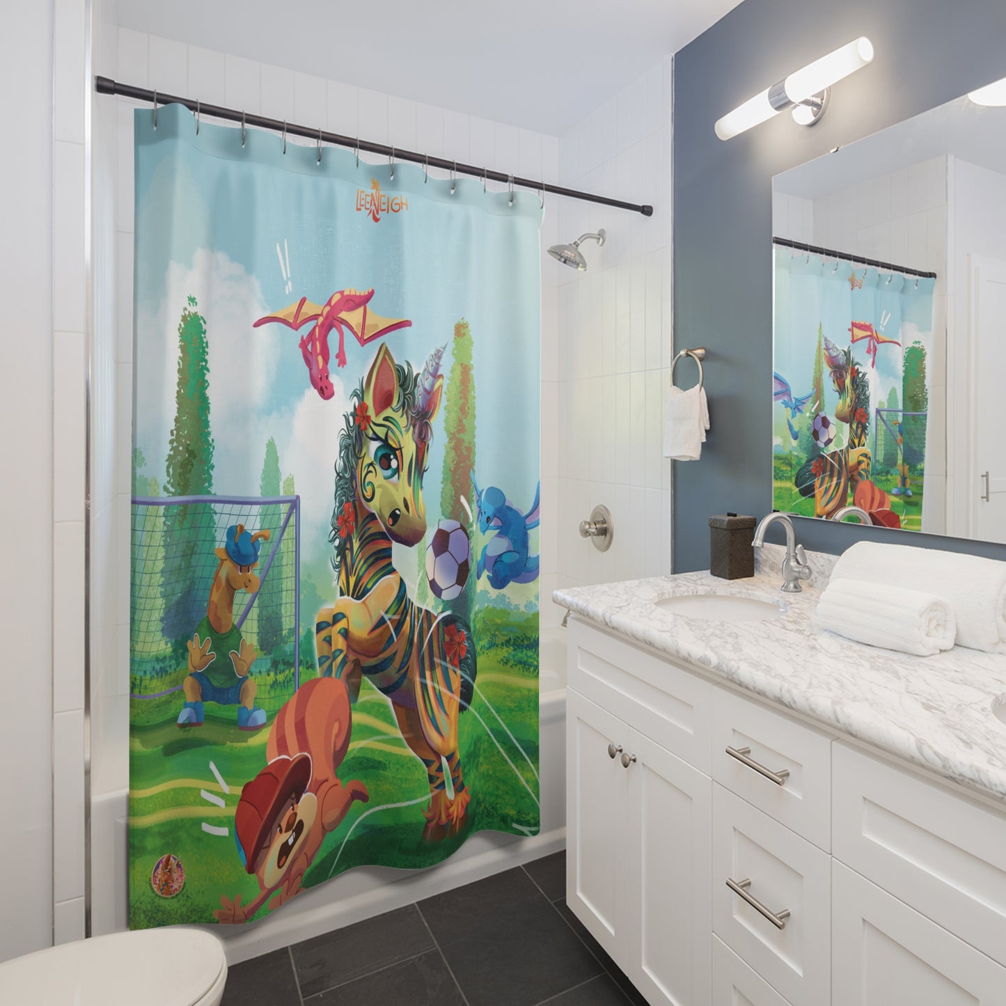 LeeNeigh Soccer Shower Curtain