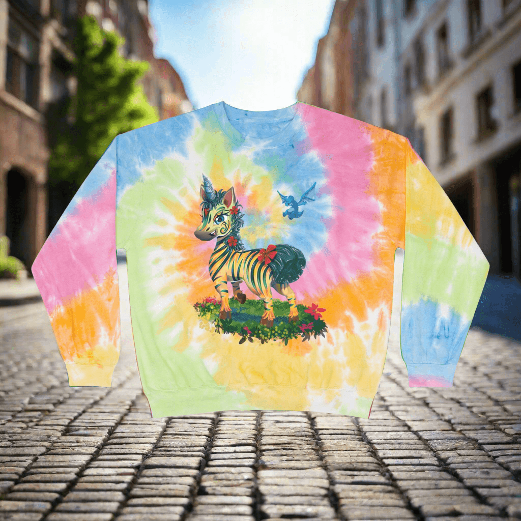 LeeNeigh Unisex Tie-Dye Sweatshirt - Claires Unicorn Adventures